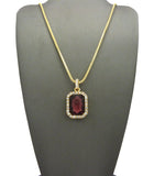 Medium Faux Amethyst Purple Stone Pendant w/ Chain Necklace
