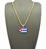 Flag of Cuba Micro Pendant with Chain Necklace