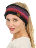 C.C Women's Multicolored Stretchy Knit Black Sherpa Lined Ear Warmer Headband