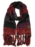 C.C Women's Long Multicolored Warm Cable Knit Shawl Wrap Tassel Scarf