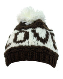 NYfashion101 Two Tone Handmade Love Knitted Short Pom Pom Beanie Hat