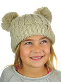 C.C Kids' Children's Cable Knit Double Ear Pom Cuffed Beanie Cap Hat