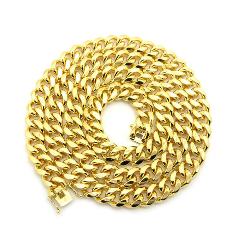 Gold-Tone Men's 10mm Miami Cuban Link Chain Necklace with Box Clasp