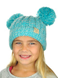C.C Kids' Children's Cable Knit Double Ear Pom Cuffed Beanie Cap Hat