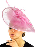 NYFASHION101 Cocktail Sinamay Fascinator Headband Feather & Flower Design