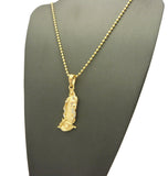 Gold-Tone Contoured Mother Mary Pendant w/ Chain Necklace