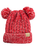 C.C Kids' Children's Cable Knit Double Ear Pom Cuffed Beanie Cap Hat