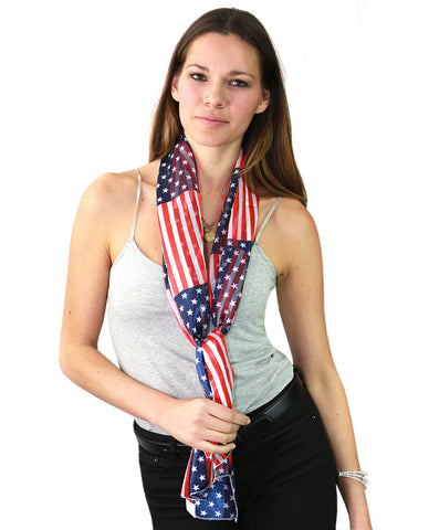 NYFASHION101 Women's Versatile American USA Flag Sheer Headwrap Scarf