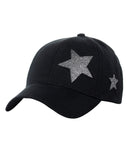 C.C Women's Glitter Star Cut Design Cotton Adjustable Precurved Baseball Cap Hat
