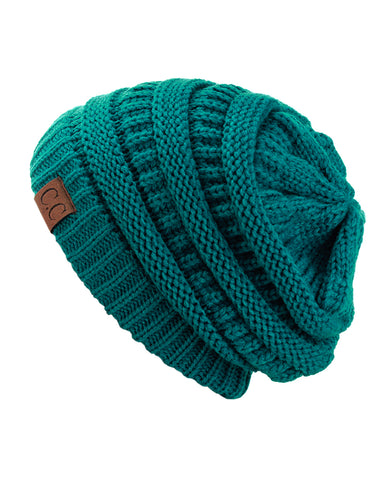 Unisex Trendy Warm Chunky Soft Stretch Cable Knit Slouchy Beanie Skully