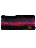 C.C Women's Multicolored Stretchy Knit Black Sherpa Lined Ear Warmer Headband