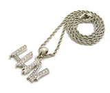 Stone Stud LUV Drip Effect Micro Pendant with Rope Chain Necklace