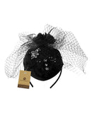 NYFASHION101 Cocktail Teardrop Sinamay Fascinator Hat w/ Fish Net & Rhinestones