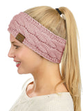 C.C Soft Stretch Winter Warm Cable Knit Fuzzy Lined Ear Warmer Headband