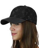 C.C Women's Floral Lace Panel Vented Adjustable Precurved Baseball Cap Hat