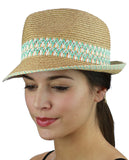 NYFASHION101 Multicolored Weaved Band and Trim Stingy Trilby Fedora Hat