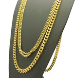 Hip-Hop Style Rope Chain, Cuban Chain & Box Cuban Chain Necklace Set, Gold-Tone