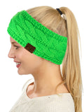 C.C Soft Stretch Winter Warm Cable Knit Fuzzy Lined Ear Warmer Headband