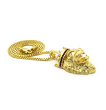 Stone Stud King Lion Pendant with Chain Necklace