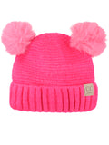 C.C Kids' Children's Double Ear Soft Pom Fuzzy Lined Cuff Beanie Cap