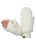 C.C Women's Faux Fur Wrist Length Fingerless Sherpa Lined Convertible Mittens Gloves