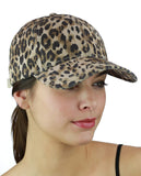 C.C Leopard Print Faux Suede Adjustable Precurved Bill Baseball Cap Hat