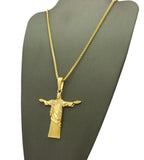 Stone Stud Vestment Christ the Redeemer Pendant w/ Chain Necklace