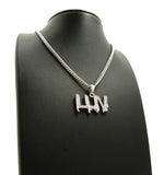 Stone Stud LUV Drip Effect Micro Pendant with Cuban Chain Necklace
