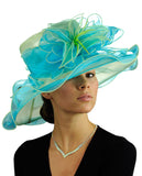 NYFASHION101 Kentucky Derby Organza Sinamay Dress Hat w/ Ruffle Flower