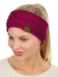 C.C Soft Stretch Winter Warm Cable Knit Fuzzy Lined Ear Warmer Headband