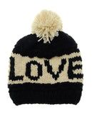 NYfashion101 Two Tone Handmade Love Knitted Short Pom Pom Beanie Hat