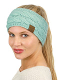 C.C Soft Stretch Winter Warm Cable Knit Fuzzy Lined Ear Warmer Headband