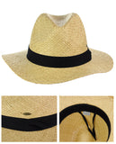 C.C Women's Raffia Straw Weaved Panama Sun Hat with Ribbon Trim
