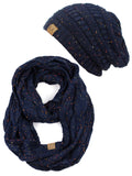 C.C Soft Stretch Colorful Confetti Cable Knit Beanie and Infinity Loop Scarf Set