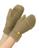 NYfashion101 Exclusive Unisex Ribbed Convertible Flip Winter Cuff Mittens