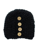 NYfashion101 Wood Button Accent Handmade Big Loop Winter Knit Beanie Hat