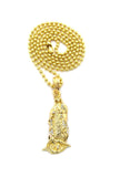 Gold-Tone Contoured Mother Mary Pendant w/ Chain Necklace