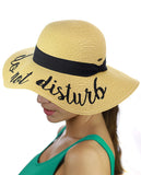 C.C Women's Paper Weaved Beach Time Embroidered Quote Floppy Brim Sun Hat