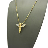 Dusted Extended Wing Pray Angel Micro Pendant w/ Chain Necklace