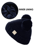 C.C Kids' Children's Double Ear Soft Pom Fuzzy Lined Cuff Beanie Cap