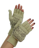 NYfashion101 Exclusive Snowflake Pattern Convertible Flip Cuff Mittens