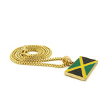 Flag of Jamaica Micro Pendant with Chain Necklace