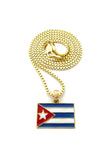 Flag of Cuba Micro Pendant with Chain Necklace