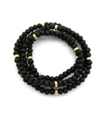 Black Wood Bead Color Metal Disc 6mm 30" Necklace