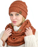 C.C Soft Stretch Colorful Confetti Cable Knit Beanie and Infinity Loop Scarf Set