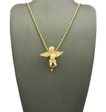 Winged Cherub Angel Micro Pendant w/ Chain Necklace