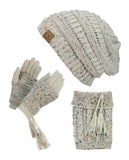 NYfashion101 Exclusive Colorful Confetti Boot Cuff, Beanie & Mitten Set