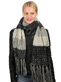 C.C Women's Long Multicolored Warm Cable Knit Shawl Wrap Tassel Scarf