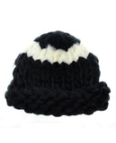 Two Tone Single Strip Handmade Big Loop Helsinski Hat Beanie