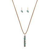 Women's Stone Collection Pendant Faux Suede Necklace and Earrings Set